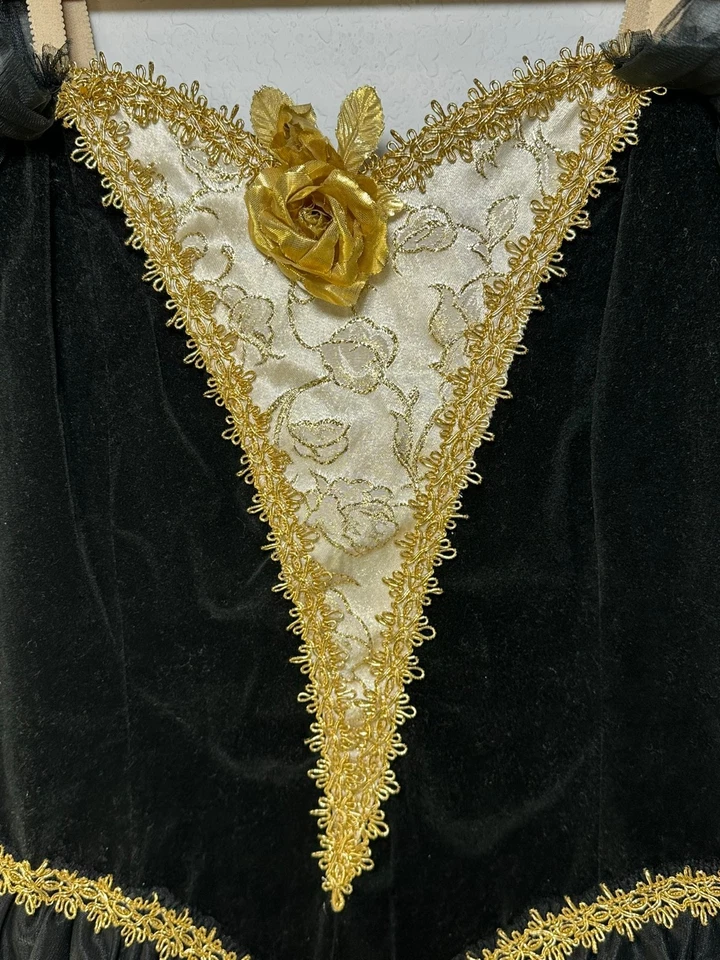 Disfraz de Ballet Curtain Call Negro Dorado Terciopelo Tutú Vestido Talla 12A Recital de Baile Foto 2 de 4