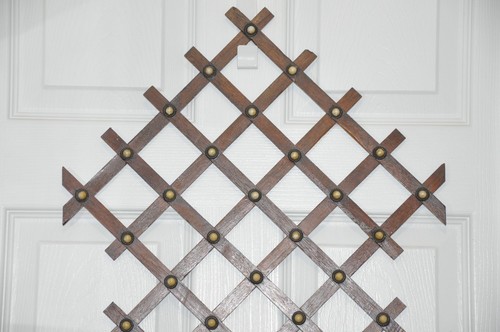 Adirondack Tramp Art Wall Magazine Wood Rack Porcelain Buttons 37” x 17 1/2" - Picture 5 of 8