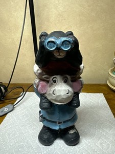 Moose and Black Bear with Binoculars Police Officer Resin Figurine