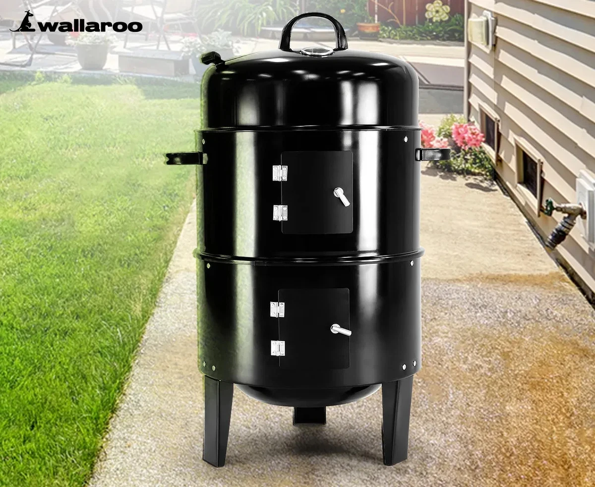 Wallaroo 3-in-1 BBQ Grill Roaster Smoker Steamer Steel Portable Charcoal Camping