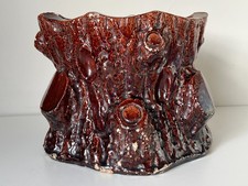 Antique naturalistic slipware flower pot or holder, possibly Welsh Buckley
