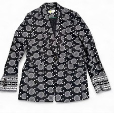 Boden Black White Patterned Tailored Blazer Size 8 Officewear Teacher Preppy