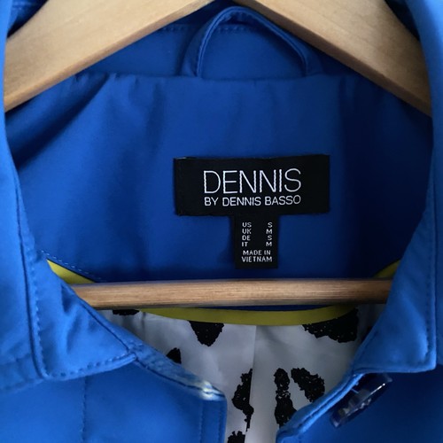Dennis Basso Women's S Trench Coat Bright Royal Blue Animal Print Academia - Picture 4 of 10
