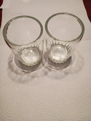 2 BARTLETT COLLINS GLASS BARREL TUMBLERS Ribbed Base Rocks Anchor Hocking (L)