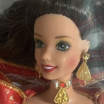 RARE 1997 Green Eyes Holiday Barbie Happy Holidays Special Edition 10th Anniv.