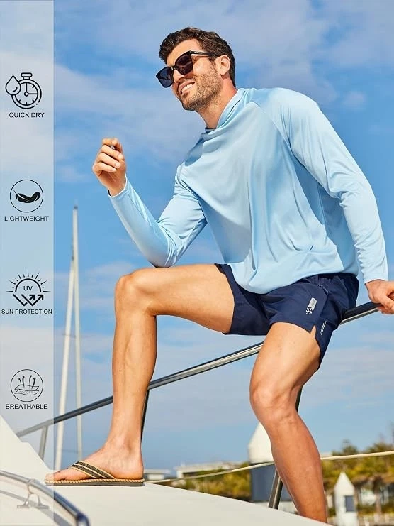 3 Unidades de camisetas manga larga con capucha para hombres para ir de pezca image 4