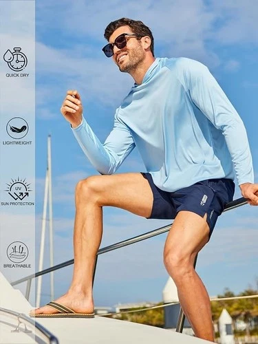 3 Unidades de camisetas manga larga con capucha para hombres para ir de pezca image 4