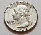 1964 Washington Quarter • AU Slider Look 90% Silver • Strong Detail NMM  X42