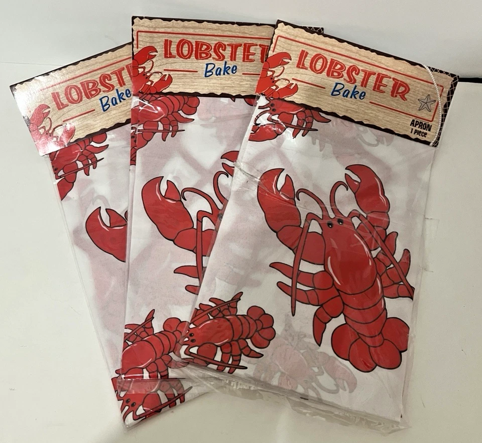 DELANTAL PARA HORNEAR LANGOSTA ROJO BLANCO NEGRO Poliplástico Decorado DIVERTIDO Juego de 3 Plus EXTRA Foto 2 de 4