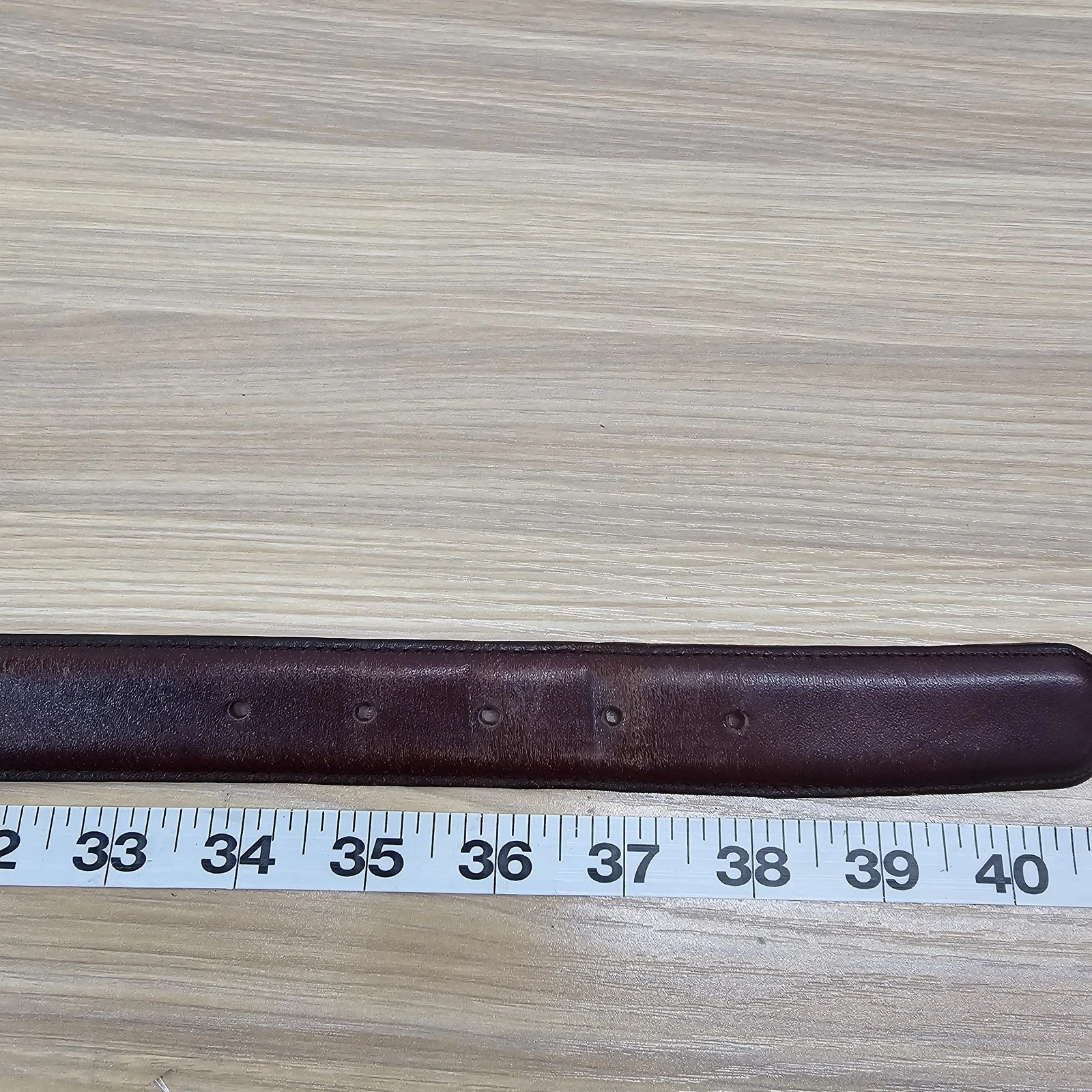 Cintura Coach Vintage 36 90 M Borgogna Pelle Magra Ottone Massiccio Fibbia Abito USA