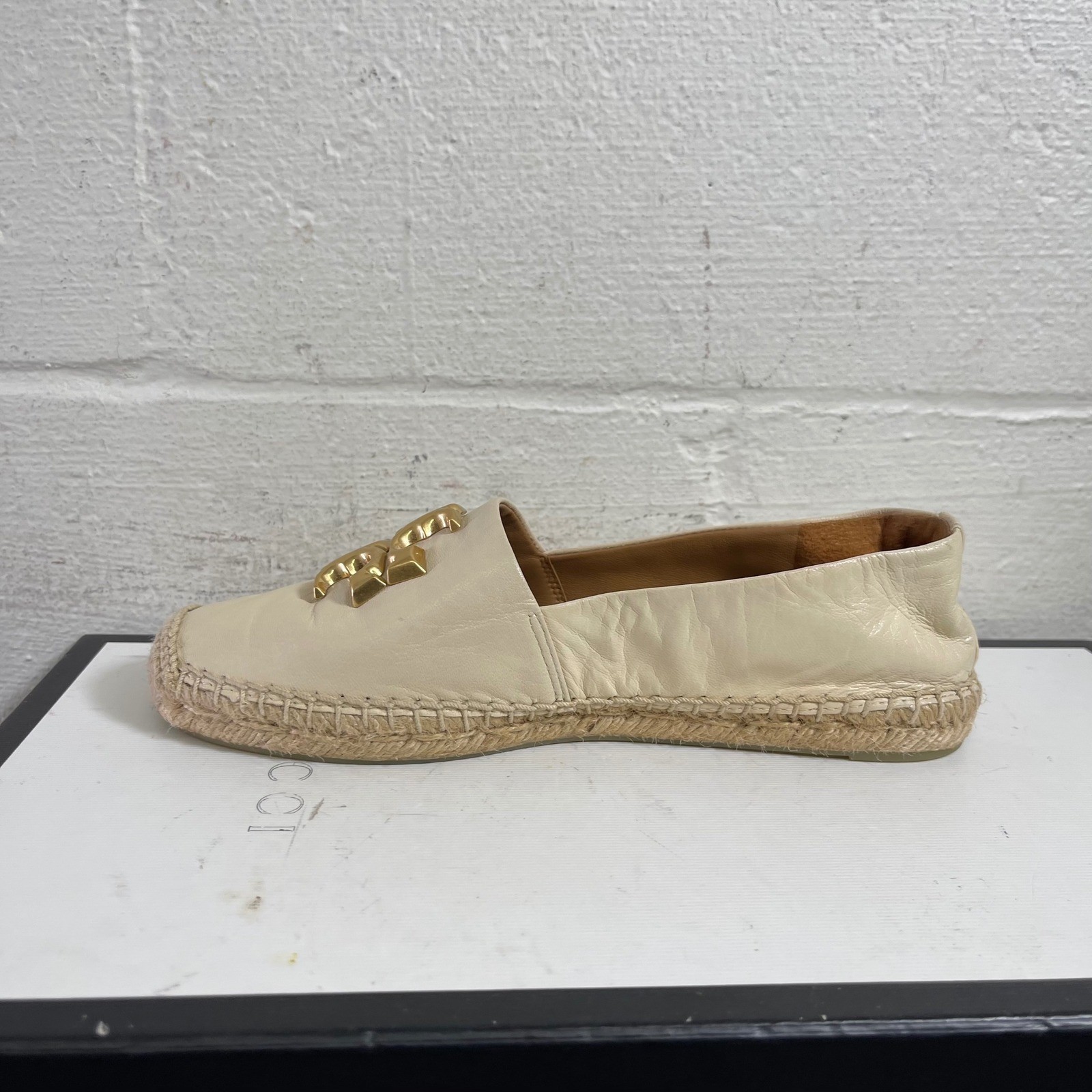 TORY BURCH Eleanor Logo Espadrille Cream Leather Slip On Women's Size 5.5 M thumbnail 5