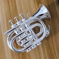 Alto Pocket Trumpet Silver Plated Flat B Key Professional Performance Level---