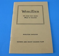 Wurlitzer Employee Savings and Profit Sharing Plan Booklet Pamphlet Old Vintage