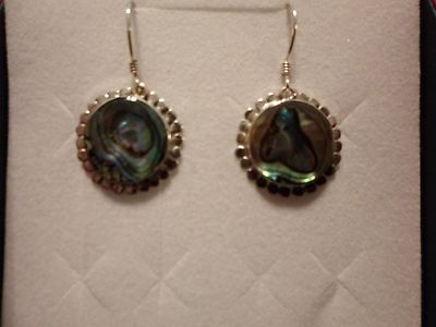 Handwerklich gefertigte Abalone Muschel Ohrringe in 925 Sterling Silber - 15,04 Karat