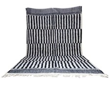 Marokkanischer Handgeknüpfter Teppich - Weiß und Schwarz Weicher Wollteppich ...