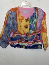 Platinum Dorothy Schoelen Vtg Crop Jacket Blazer Medium Artsy Boho Art To Wear