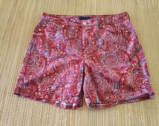 Bandolino Amy Chino Short Red Paisley Women's 12 Pre-owned EUC