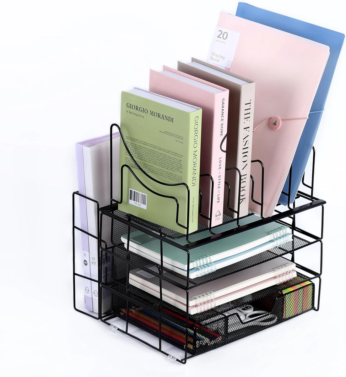 All in One 5 Tier Desk Paper Letter Tray Organizer with 5 File Sorter Holders