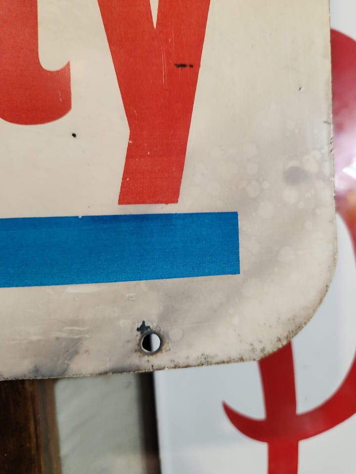 1VINTAGE ORIGINAL ANTIQUE GAS OIL GENERAL STORE ATLAS METAL SIGN NICE