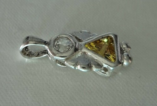 10x18mm Sterling Silver November Yellow Birthstone Angel wings Charm with Bale - Picture 2 of 4