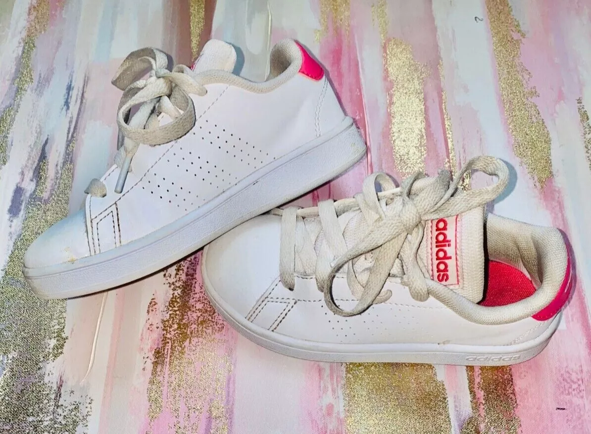 Agarrar Pórtico llamada Adidas Girls Advantage K Tennis Shoes White Pink EF0211 Size 10 1/2K | eBay