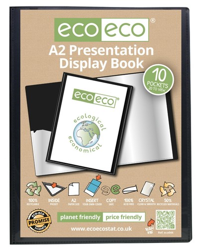 A2 Black Display Book 10 20 40 Pocket Presentation Folder Document Filing Wallet - Picture 16 of 17