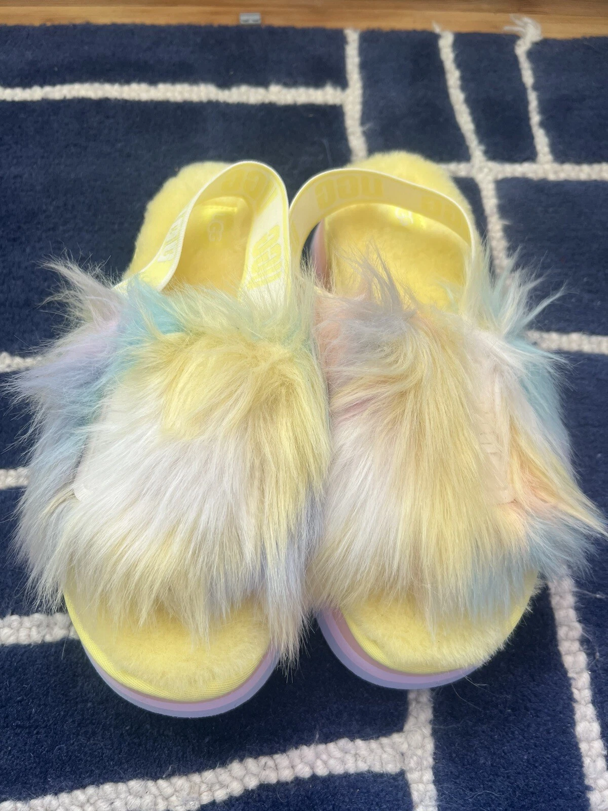 Sandali plateau nodo discoteca UGG pelle di pecora fiore selvatico taglia 9 NUOVI