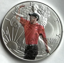 Tiger Woods Golf - American Silver Eagle 1oz. .999 Silver Dollar Coin