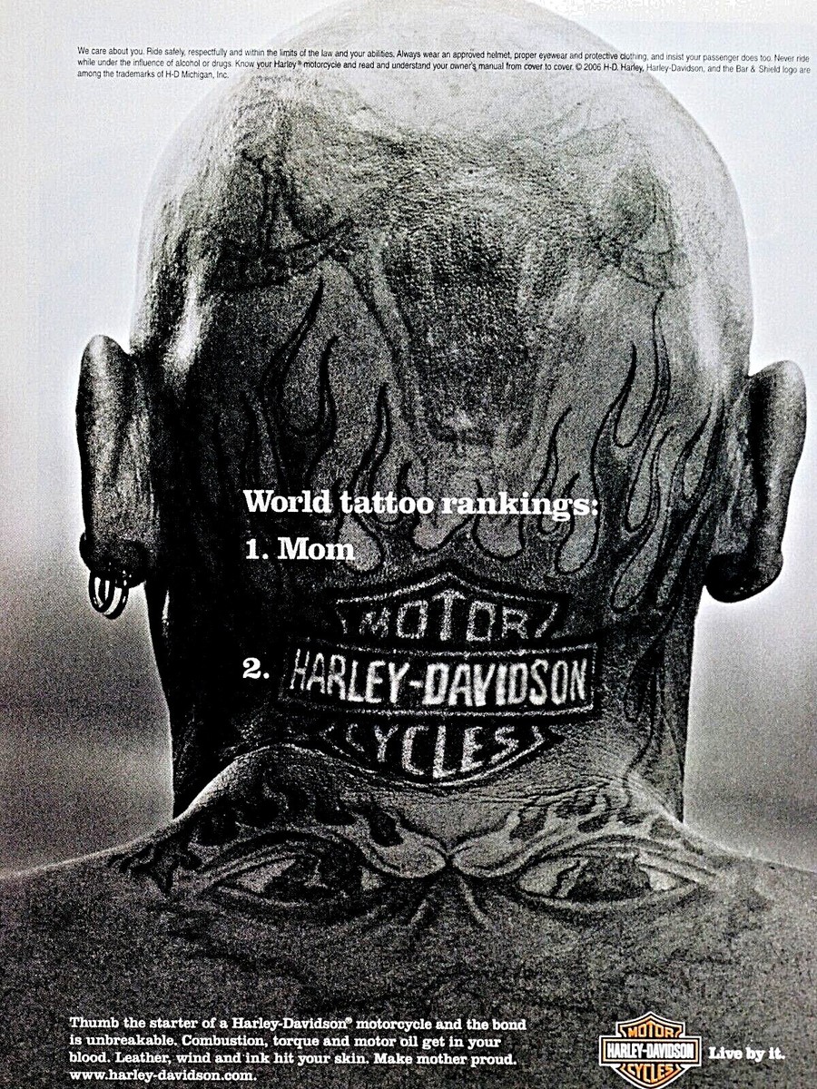 2007 Harley Davidson Tattoo Only Mom Gets More Original Print Ad