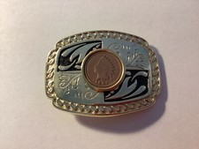 Vintage Metal Belt Buckle Western Style Floral Pattern