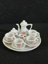Miniature Tea Coffee Set White Pink