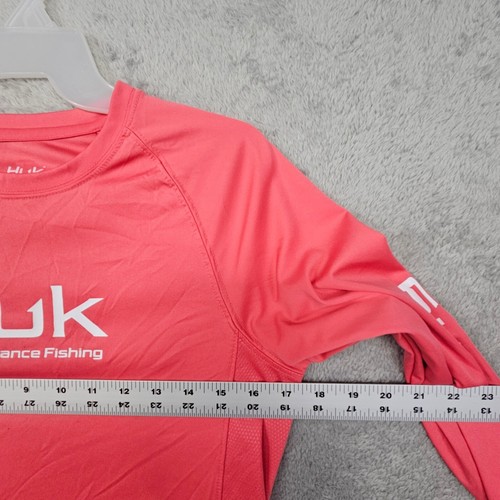 Huk Performance Fishing Long Sleeve Shirt Youth Size YL Coral Pink Breathable - Picture 5 of 10