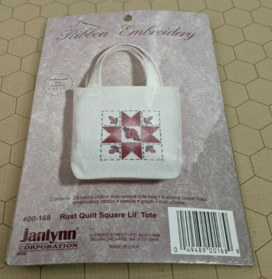 Janlynn Corp #00-168 Rust Quilt Square Lil Tote (5''x5''x2'') Ribbon Embroidery Kit
