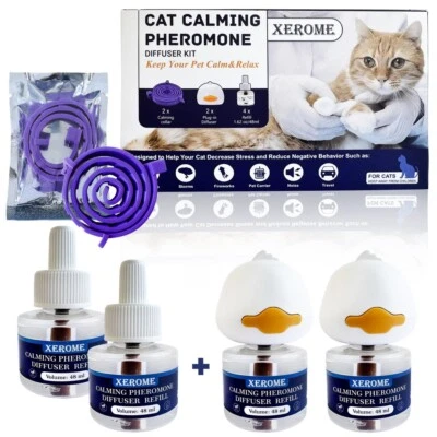 XEROME Cat Calming plug-in Diffuser Kit Pheromones Refill Vial For Stress Relief