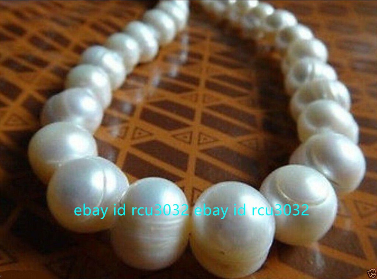 Skysk 36" Natural White South Sea Baroque Pearl Necklace - 12-16mm Beaded Strand