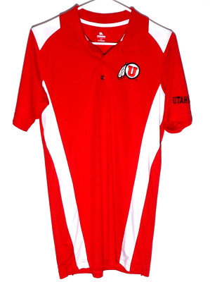 Utah Utes Polo by Knights Apparel | Red Polyester Button Front | Mens Small
