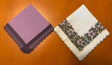 NEU 2 Taschent&uuml;cher Lila Blumen Damentaschent&uuml;cher