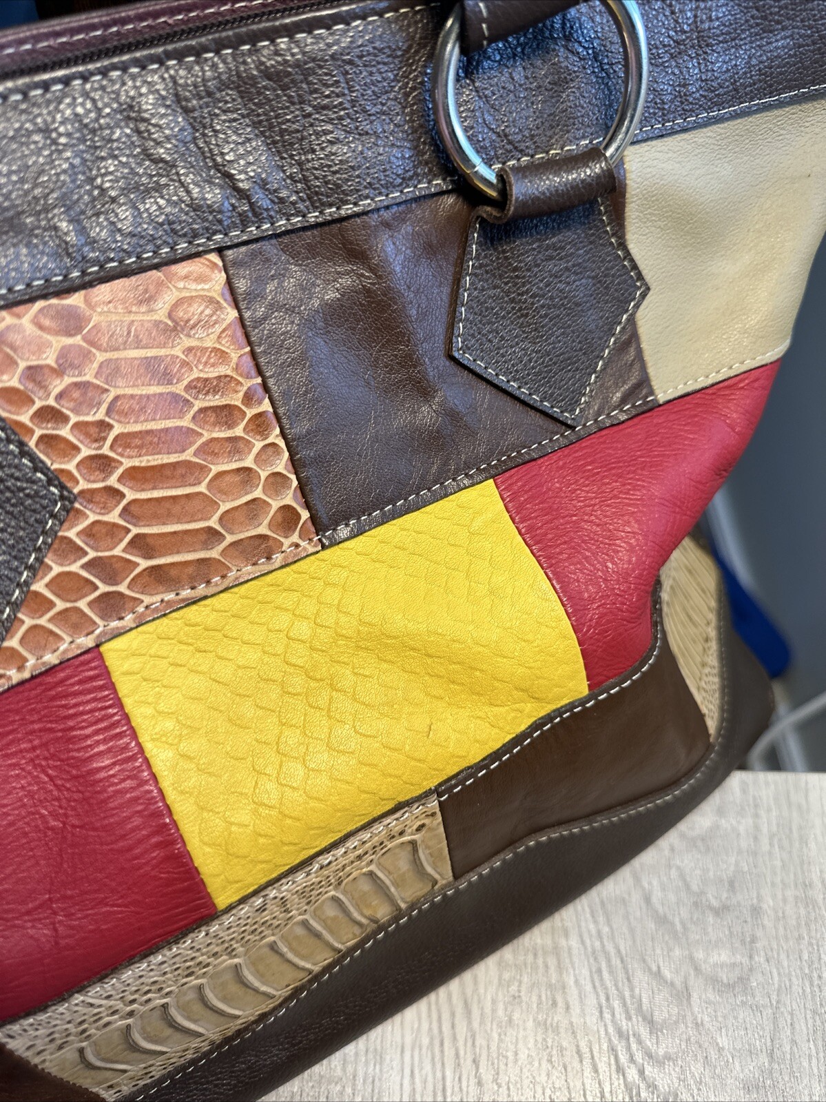 Genuine Leather Patchwork Bag. Beautiful Colors. … - image 15