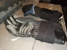  Impact Racing Leather Ski Gloves Men's XS Insulated Black blue Solid Pads Brace