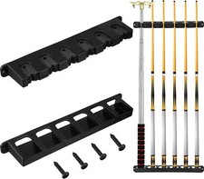 2 Pieces Pool Stick Holder Pool Cue Rack for 6 Cue Wall Mounted Table Stick, Bal
