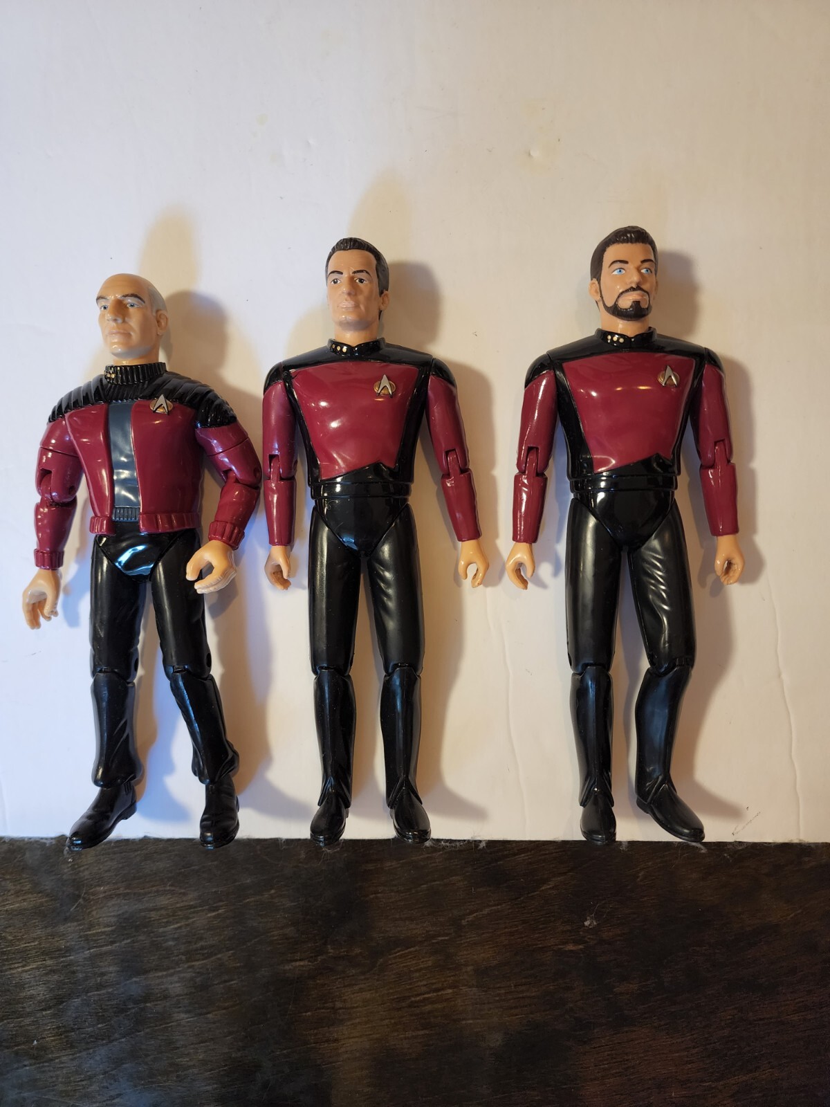 Playmates Toys 1995 Star Trek TNG Space Talk Series Riker Picard Q Lot of 3