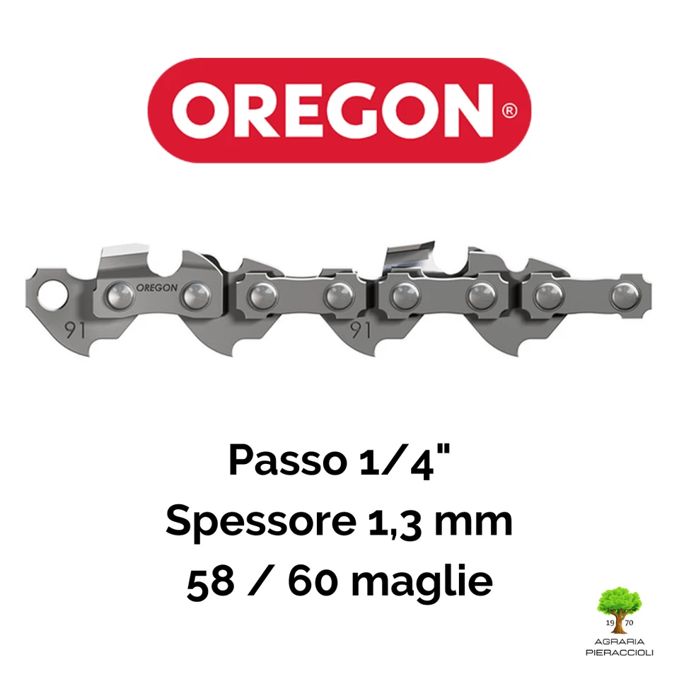 CATENA OREGON MOTOSEGA 25AP LAMA CARVING PASSO 1/4" SPESSORE 1,3mm MAGLIE 58, 60