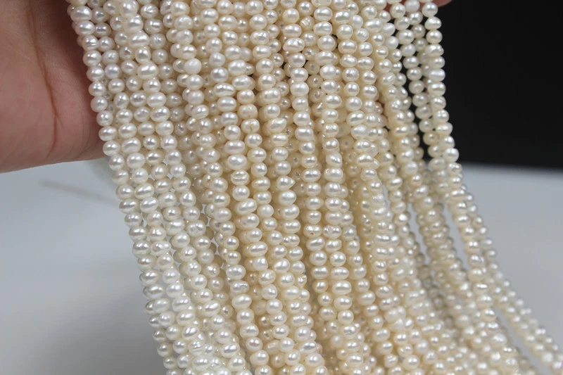 Hágalo usted mismo 3 mm Natural Blanco Perla de Agua Dulce Suelta Cuentas Sr. 14" Foto 2 de 4