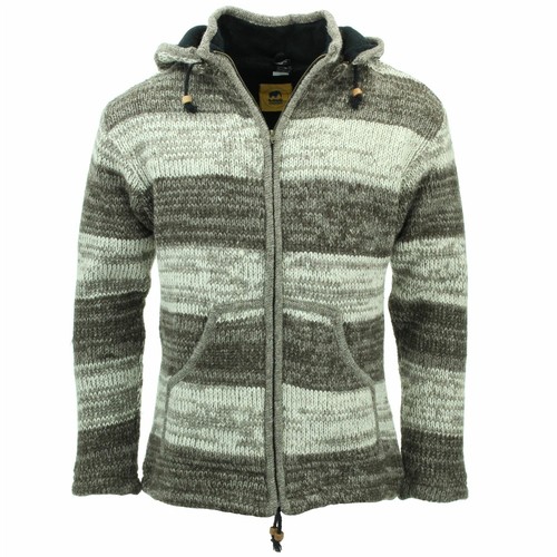 Hand Knitted Wool Hooded Jacket 