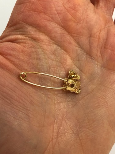 Beverly Hills 14K Gold Teddy Bear Safety Pin Brooch - Movable Head - 14ct 2.09g - Picture 13 of 18