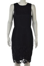 NEW Ann Taylor Womens Dress Size 8 Navy Blue Solid Sheath Knee Length Sleeveless