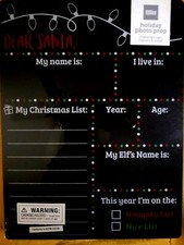 HOLIDAY Dear Santa Photo Prop Chalkboard Sign, Markers  Eraser Double Sided