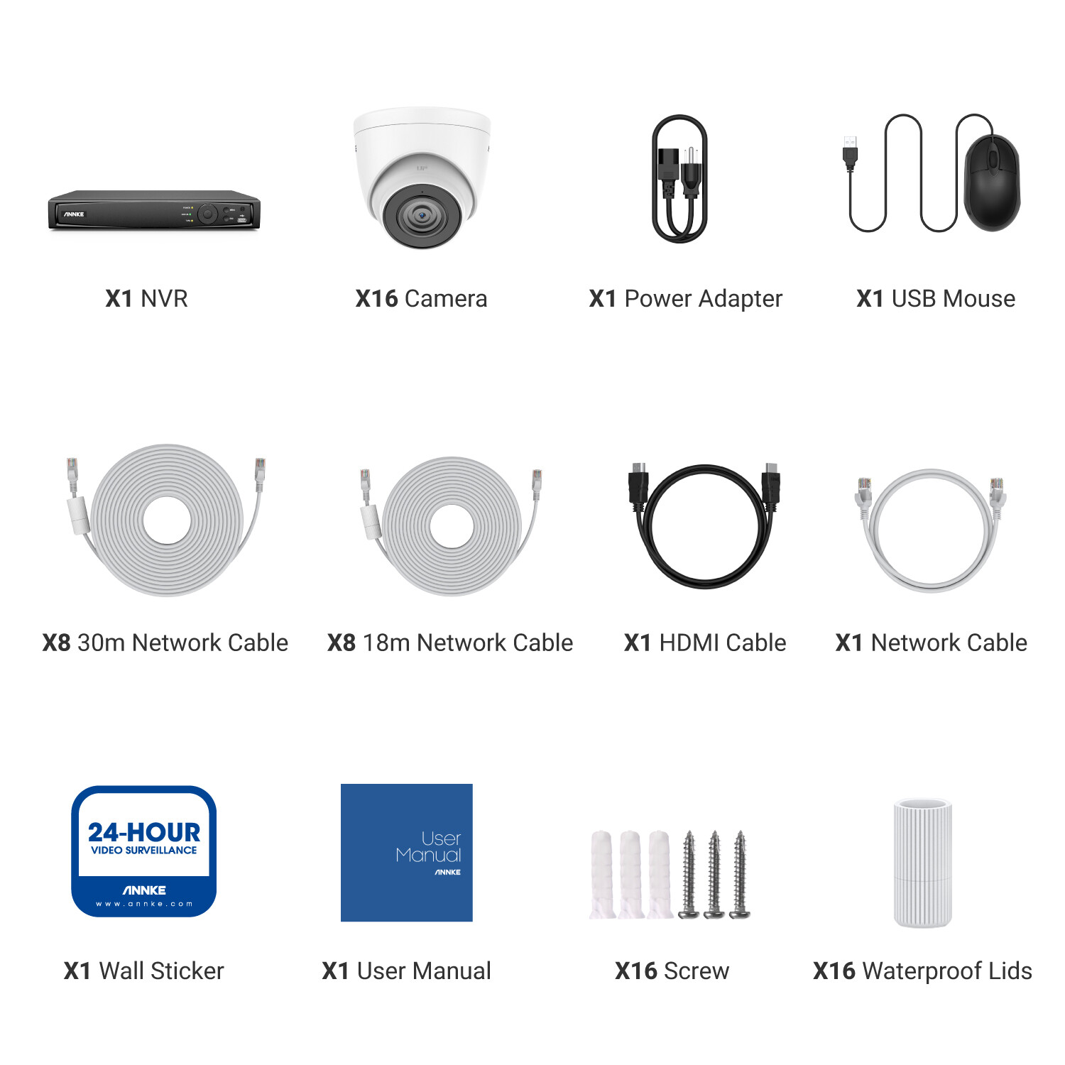 ANNKE 12MP 8CH 16CH NVR 5MP Audio POE IP Security Camera System Outdoor AI CCTV