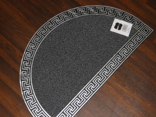 BARGAIN NEW NON SLIP RUBBER 45CMX75CM DOORMATS GREY/SILVER THICK NEW HALFMOON - Picture 2 of 4
