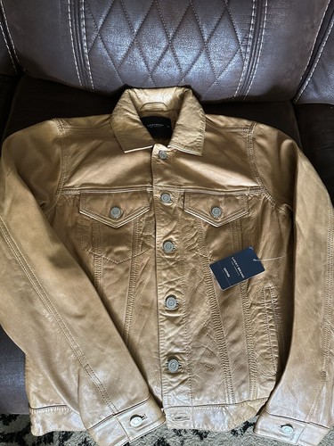 Lucky Brand Leather Trucker Jacket Size XS NWT - Picture 2 of 5